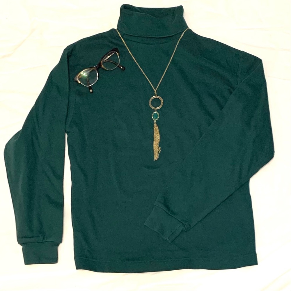 Retro 90s Eddie Bower forest green turtle neck